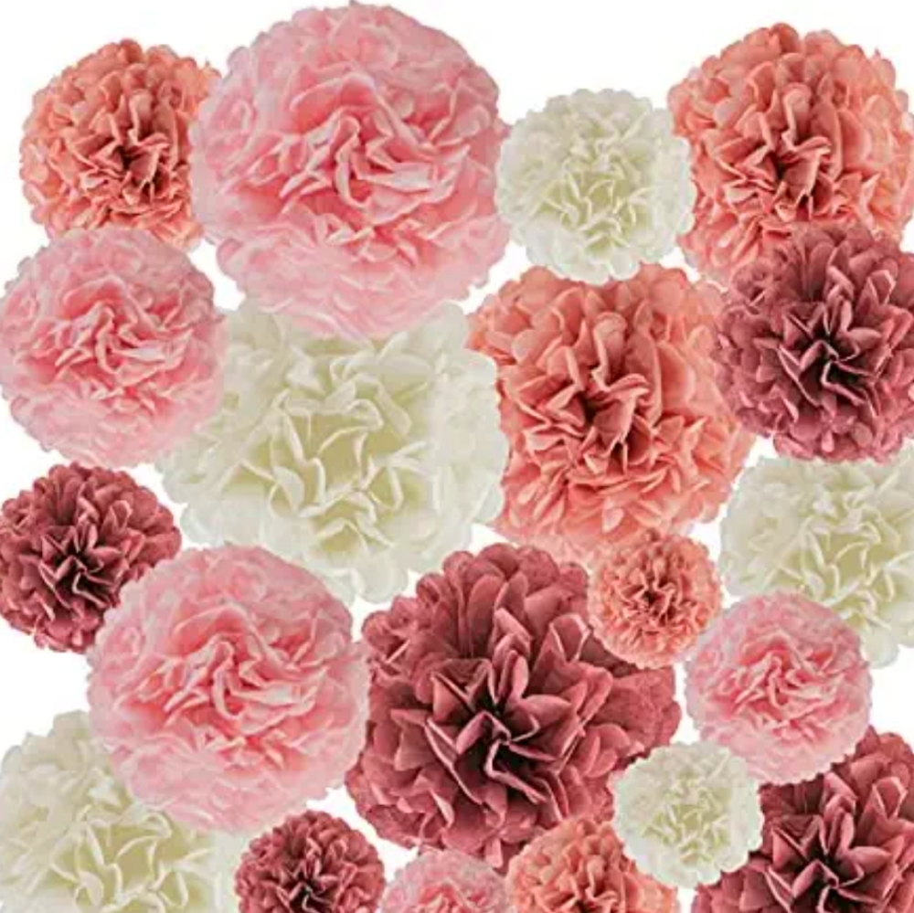 EpiqueOne 20-Piece Paper Pom Poms Party Kit 